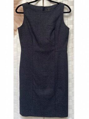 Ann Taylor Houndstooth Blue Knee Length Sleeveless Dress Size 8P